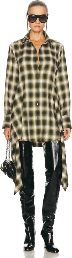 Monse Cascade Front Shirt Dress in Green