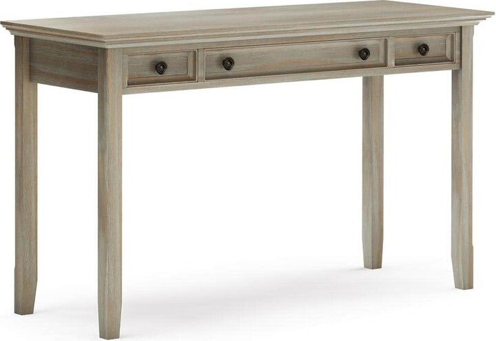 Simpli Home Amherst 54 in. W Rectangle Distressed Grey SOLID WOOD Computer Desk