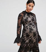 Thumbnail for your product : ASOS Maternity TALL High Neck Open Back Lace Mini Dress