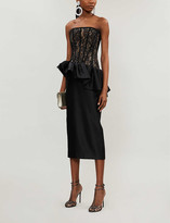 Thumbnail for your product : Rasario Strapless lace-and-satin midi dress