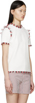 Thumbnail for your product : Thom Browne White Short Sleeve Fringed Sweater