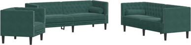 Latitude Run Chesterfield Sofa Set Velvet 3-Seater