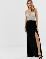 Thumbnail for your product : Jovani cami strap maxi dress with embellished upper and side split