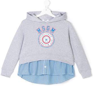 MSGM Kids layered effect logo hoodie