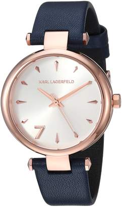 Karl Lagerfeld Paris Women's 'Aurelie' Quartz Stainless Steel and Leather Casual Watch, Color:Blue (Model: KL5007)
