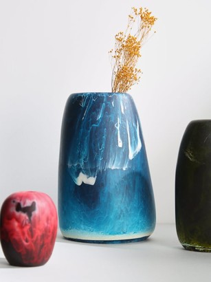 Dinosaur Designs Pebble Large Marbled-resin Vase - Blue Multi