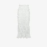 Thumbnail for your product : yuhan wang White Floral Print Ruched Midi Skirt
