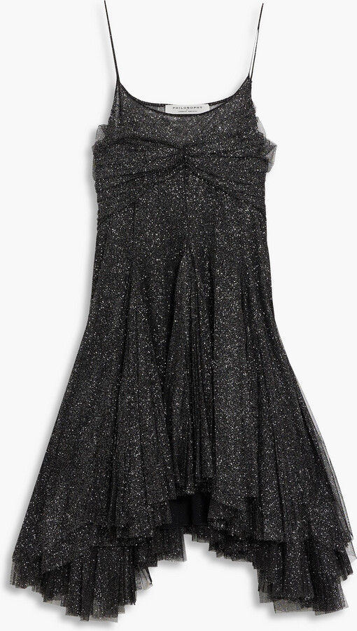 Philosophy di Lorenzo Serafini Gathered glittered tulle mini slip dress