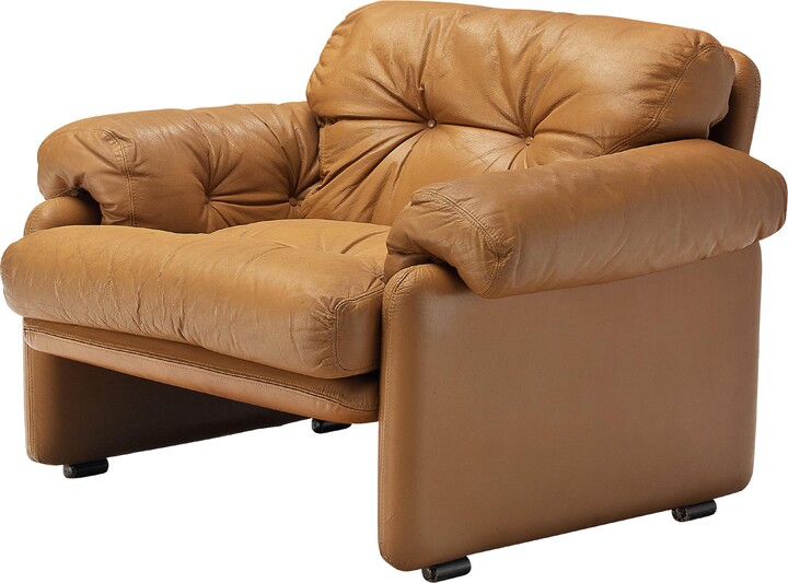 Afra & Tobia Scarpa For B&b Italia 'coronado' Lounge Chair In Cognac Leather