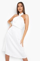 Thumbnail for your product : boohoo Satin Halterneck Twist Midi Bridesmaid Dress