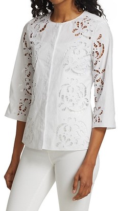 Theory Embroidered Cotton Poplin Shirt