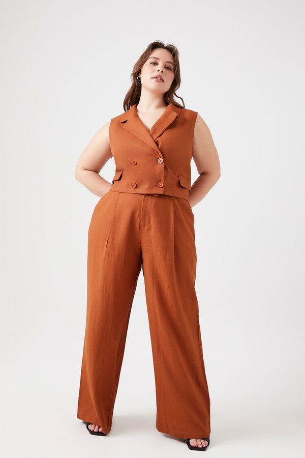 Forever 21 Plus Size LinenBlend WideLeg Pants ShopStyle