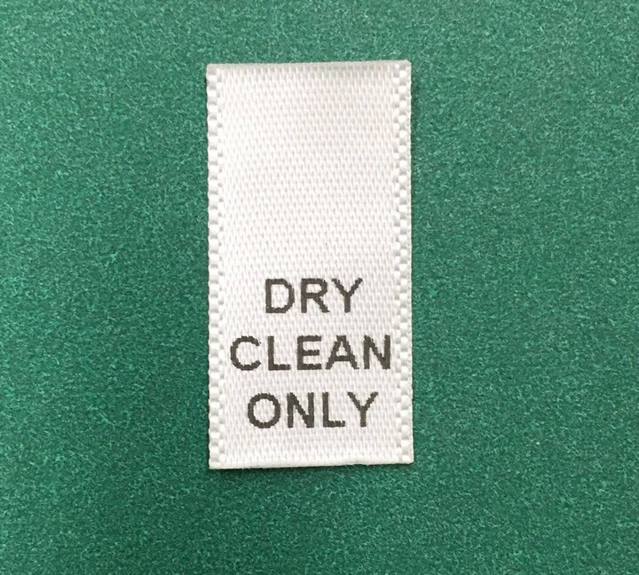 100 Pcs Of Dry Clean Only Printed White Satin Care Label