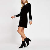 Thumbnail for your product : River Island Womens Black velvet embellished collar mini dress