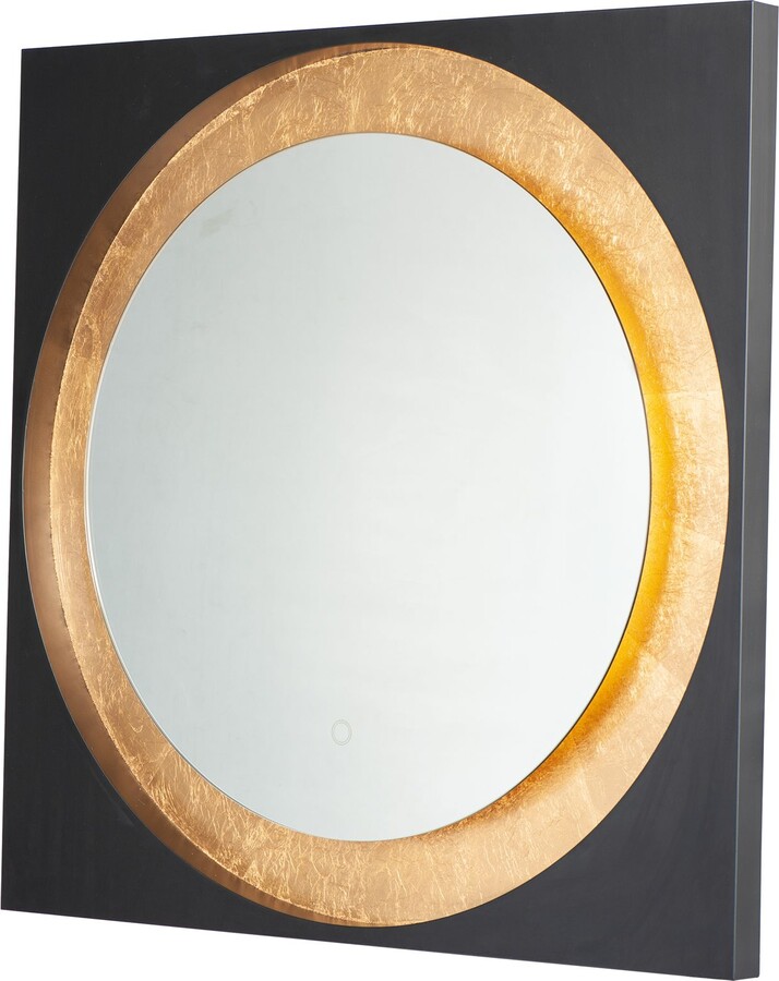 ET2 Floating Black and Gold Leaf 31 1/2" LED Wall Mirror