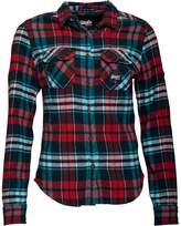 Superdry Womens Milled Flannel Shirt Cherry Checked Aqua