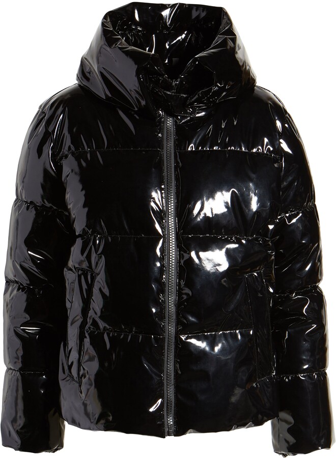 black shiny down coat