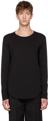 Attachment Black Long Sleeve Cotton T-Shirt