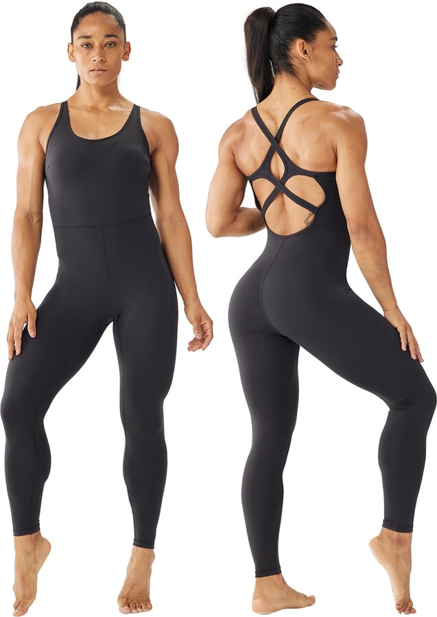 SUHK ASANA Women’s One Piece Sleeveless Rompers Backless Cross Jumpsuit