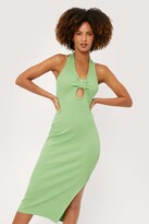 Thumbnail for your product : Nasty Gal Womens Knot Front Ribbed Midi Bodycon Dress