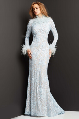 Jovani Feather Trim Gown