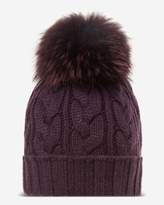 Thumbnail for your product : N.Peal Chunky Cable Cashmere Hat With Raccoon Pom
