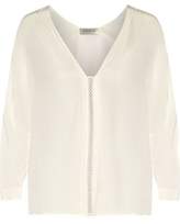 Thumbnail for your product : Sandro Cotton Lace-Trimmed Washed-Silk Blouse