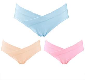 Giftpocket Women's 3 Pack Under the Bump Maternity Panties Cotton Underwear, Pink Blue Gey, XL