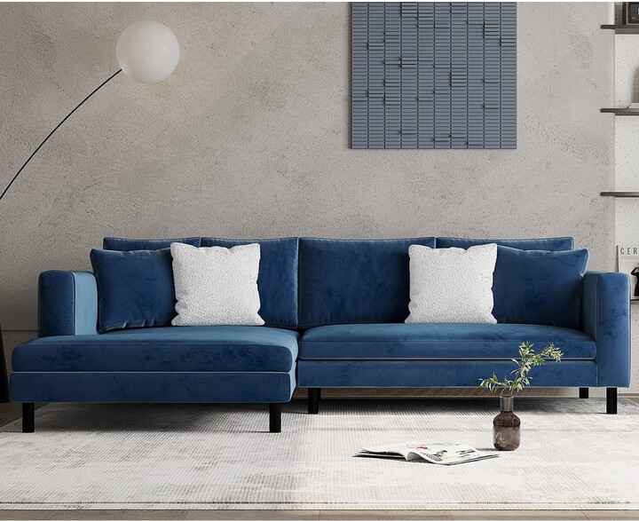Amazon.com Acanva Modern L-Shaped Large Sofa with Soft Velvet Fabric