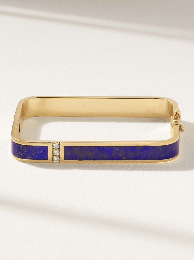 Established - Lockdown 18-karat Gold, Diamond And Lapis Lazuli Bracelet - Blue
