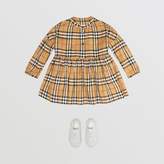 Thumbnail for your product : Burberry Gathered Sleeve Vintage Check Cotton Dress