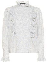 Thumbnail for your product : ALEXACHUNG Ruffle-trimmed floral cotton blouse