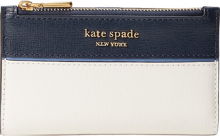 kate spade new york Morgan Small Houndstooth Saffiano Leather Slim Bifold  Wallet