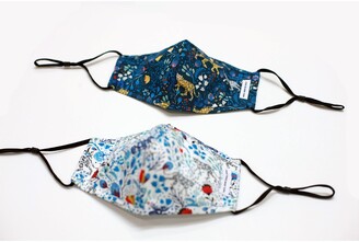 Jessie Zhao New York - 2 Pack 100% Organic Cotton Face Mask With Filter Pocket Blue Leopard No.1