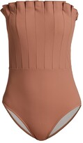 Thumbnail for your product : Karla Colletto Swim Lana Pleated Bandeau One-Piece Swimsuit
