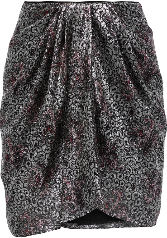 Isabel Marant Paris Draped Silk-blend Lame-jacquard Mini Skirt - ShopStyle