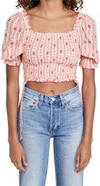 Thumbnail for your product : Playa Lucila Puff Sleeve Floral Crop Top