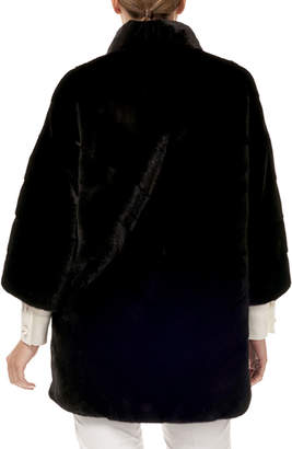 Gorski 3/4-Sleeve Zip-Front Short Nap Mink Fur Jacket