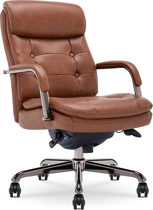 La-Z-Boy Sonata Ergonomic Bonded Leather Swivel Executive Chair, Cognac and Graphite (CCHR10014C)