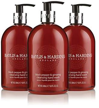 Baylis & Harding Hand Wash, Black Pepper and Ginseng, 500 ml, Pack of 3