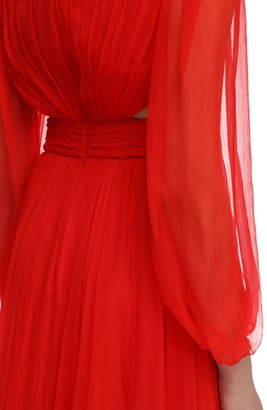 Alexander McQueen Maxi Round Silk Crepe Dress W/bow
