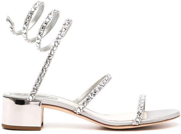 silver rhinestone heels