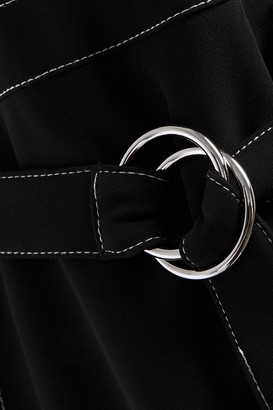 Cinq à Sept Carver Belted Pleated Georgette-paneled Crepe Mini Dress