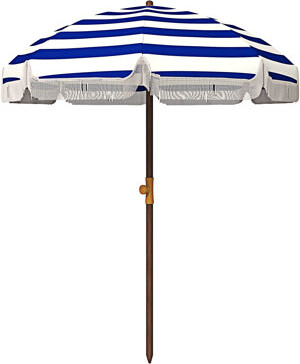 Highland Dunes Outsunny Portable Beach Umbrella UV + Ruffled Outdoor Umbrella With Vented Canopy Carry Bag Stripe