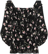 Thumbnail for your product : By Ti Mo Ruffle-trimmed Floral-print Fil Coupe Woven Blouse