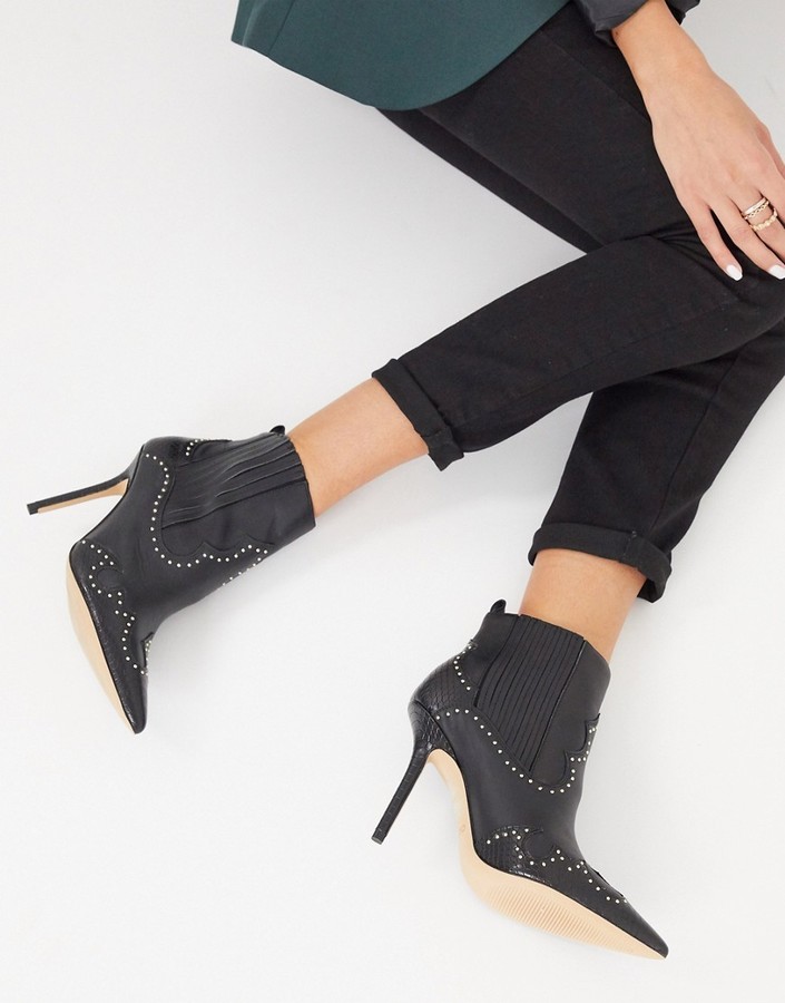 Aldo Kapone heeled ankle boot with studding in black - ShopStyle