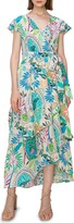 Thumbnail for your product : MelloDay Floral Print Flutter Sleeve Faux Wrap Midi Dress