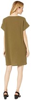Thumbnail for your product : Eileen Fisher Organic Cotton Lofty Gauze Ballet Neck Short Sleeve Dress (Olive) Women's Clothing