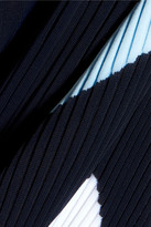 Thumbnail for your product : Versace Intarsia Ribbed-knit Midi Dress - Navy