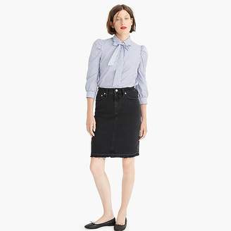 J.Crew Petite black denim pencil skirt with let-out hem